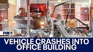 Vehicle crashes into office building near DC’s Dupont Circle; police search for driver