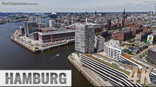 Hamburg, Germany: HafenCity - Überseeallee, Baakenhafen - RL-Spotlight-Kreisflug - 4K UHD - 0291