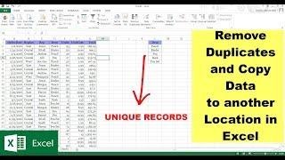 Remove Duplicates and Copy Data to another location in Excel