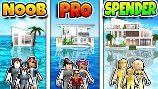 Roblox NOOB vs PRO vs ROBUX SPENDER: MODERN FAMILY HOUSE ON WATER in BLOXBURG