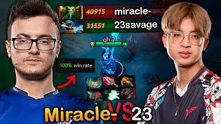 Miracle- SHOWS 23Savage his 100% WINRATE Carry Hero EPIC Battle