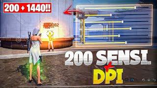 200 SENSITIVITY + DPI ( 14!0 )  BEST DPI WITH 200 SENSITIVITY  FREE FIRE MAX