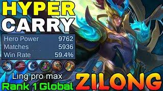 Hyper Carry Zilong Insane 5,900+ Matches - Top 1 Global Zilong by Ling pro max - Mobile Legends