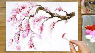 Technique de peinture acrylique pour arbre à fleurs de cerisier