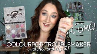 COLOURPOP TROUBLEMAKER EYESHADOW PALETTE REVIEW - *Duo Chrome Shades!* Swatches And Try On Testing!