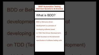 SELENIUM : Behavior Driven Development (BDD) Framework - SDET Automation Testing Interview