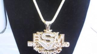 Brick Squad Monopoly BSM Chain Necklace Gold or Silver Gucci Mane Waka Flocka