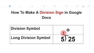 How To Make A Division Sign In Google Docs - [ ÷ , ⟌  Symbols ]