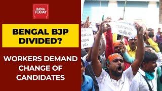 Divide In Bengal BJP; Workers Protest Demands Change of Candidates, Stage Protest In Kolkata