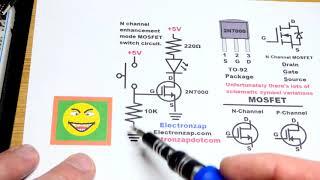 2N7000 N channel enhancement mode MOSFET switch electronics how to DIY circuit tutorial