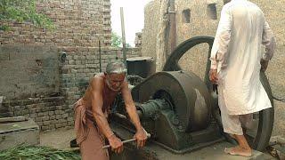 20 Hp Hussain Old Black Desi Engine Working With Toka Machine Roston Hornsby Pak India