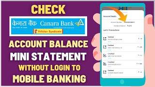 Check Canara Bank Balance & Mini Statement Without login to Mobile Banking from the Login Screen