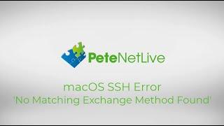 macOS – SSH Error   No Matching Exchange Method Found