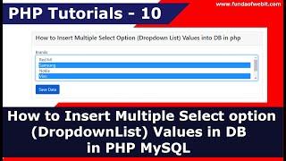 How to Insert Multiple Select option (DropdownList) Values in DB in PHP MySQL | PHP Tutorials - 10