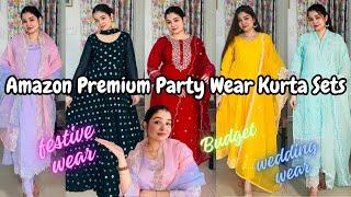 Best Amazon Premium Party Wear Kurta Sets Haul || Wedding/Festive Amazon Kurta Sets Try-On Haul