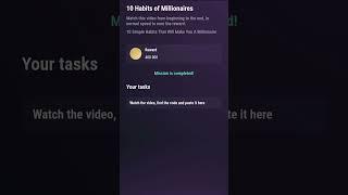 Tapswap 10 Habits of Millionaires Video code | 10 Habits of Millionaires tapswap video code #shorts