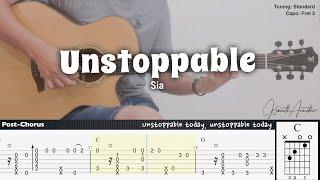 Unstoppable - Sia | Fingerstyle Guitar | TAB + Chords + Lyrics