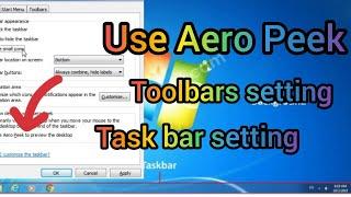 Task bar  Aero Peek setting in windows 7.