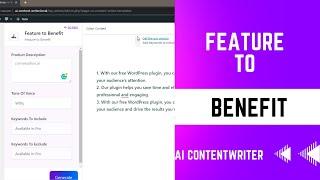 How to Create Feature to Benefit using WP AI Content Writer