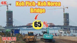 Currently, the Koh Pich - Koh Norea cable stayed concrete bridge has achieved 65%