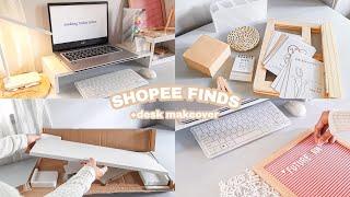 shopee haul + aesthetic desk makeover | stationary, desk decors, shopee finds | Philippines