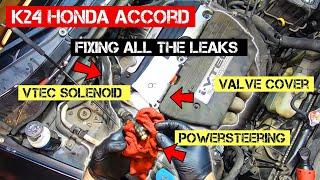 Fixing All the Oil Leaks / K24 Honda Accord / Vtec Solenoid Valve Cover & Powersteering