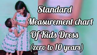 Standard Measurement Chart of Kids Dress  / Size Chart for zero to 10 years