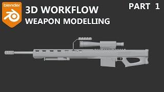 Blender gun modelling timelapse (Part 1)  - Sniper Rifle