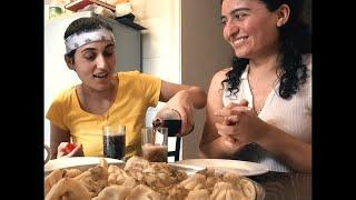 Who Eats KHINKALI Better | ASMR With My Best Friend | Eating Georgian Khinkali