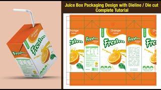 Juice Box Packaging Design with Dieline / Die cut Complete Tutorial