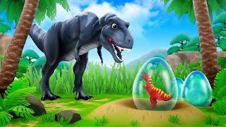 Giant Black TRex Protects and Rescues Eggs from Other Dinos | Heartwarming Dinosaur Cartoons