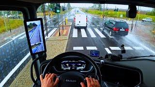 This is the rainy  day Truck  driving POV in Poland 