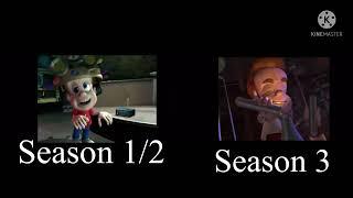 Jimmy neutron Intro comparison Season 1/2 and 3