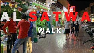 Satwa walk.One of the busiest streets of Dubai. 4K Walk