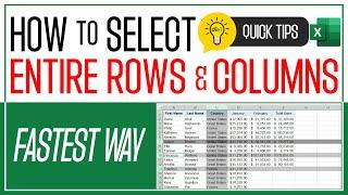 Excel Quick Tips: FASTEST WAY to Select Entire Rows and Columns in MS Excel. Keep on learning!!!