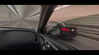 BMW f30 328i vs Infiniti Q50 3.7   ***Almost Crashed***