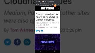 Discord was down for nearly an hour due to Cloudflare issues 