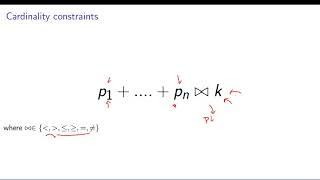 Lecture 11-2 Encoding cardinality constraints (Lecture 8 in CS433)