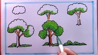 How To Draw Easy Tree  Step By Step/Tree Drawing Easy