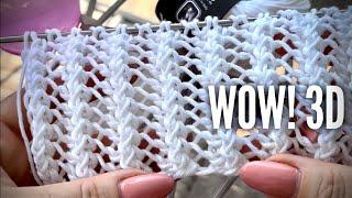 ПРОСТО!БЫСТРО!ВОЛШЕБНО! Двусторонний ажур 3D: повторяем всего 1 ряд! Magic knitting pattern