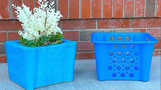 Using Cement & Plastic Basket to make a Beautiful Planter!