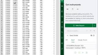 Get Deribit data in Excel and Google Sheets - Get instruments