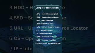 Top 10 must known computer abbreviations #shorts #computerknowledge #technology