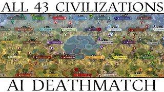 Civ 5: All 43 Civilizations AI Only Deathmatch