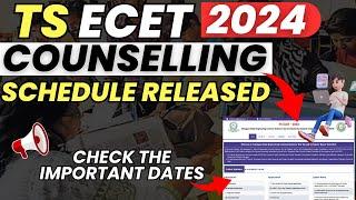 "TS ECET 2024: Counseling Schedule& Important Dates Revealed!" #tsecet2024