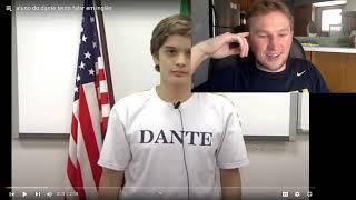 aluno do dante tenta falar em inglês Americano Reagindo em Portugues