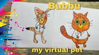 How to draw Bubbu my virtual pet cat | Как нарисовать котика Бубу из игры Мой виртуальный питомец