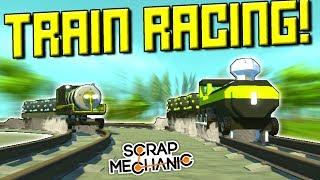 TRAIN RACING on TRACKS CHALLENGE!  - Scrap Mechanic Multiplayer Monday! Ep 90