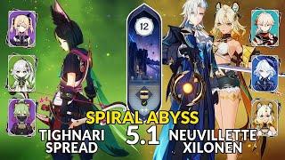 New 5.1 Spiral Abyss│Tighnari Spread & Xilonen Neuvillette | Genshin Impact Floor 12