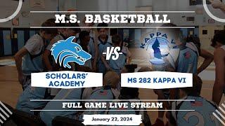 MS Basketball: Scholars' Academy (HOME) V.S Kappa VI (AWAY): February 8th, 2024  at 10 am